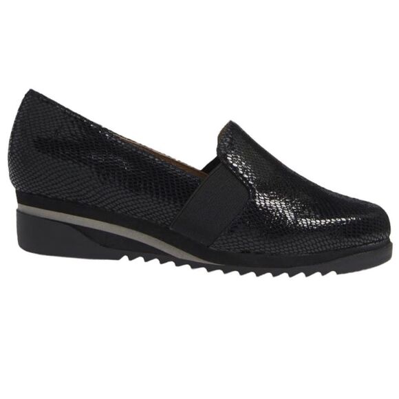 Bettye Muller Concept Women's Black Tropic Platform Wedge Leather Shoes Size 6.5 - Picture 2 of 15